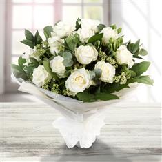 Dozen White Long Stemmed Roses