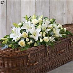 White Lily &amp; Rose Casket Spray