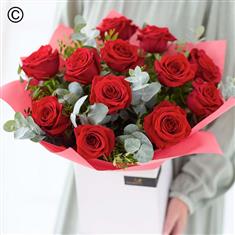 Dozen Red Naomi Rose Hand Tied